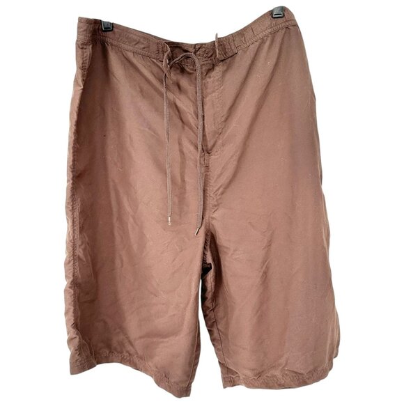Chadwicks Bermuda Swim Shorts Womens Size 18 Brown Long Polyester Drawstring - Picture 1 of 7